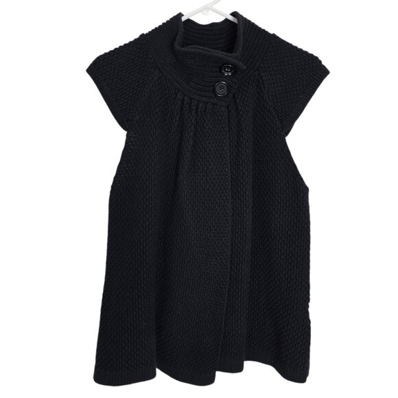 August Silk Black Crochet Sleeveless Shrug Cape Size Large P2P 17" Length 20" - Picture 1 of 4